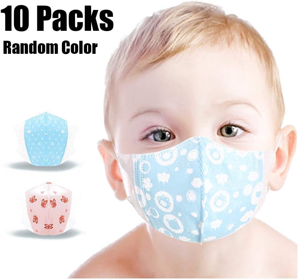 WYDHYQD 100% Cotton Baby Protective Mask Windproof Warm Breathable Colorful Cartoon Mask Reusable Washable Filter 5inch 10 Packs (Size : S)