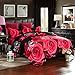 Lovelyou Red Rose Black Skin Cotton Queen Size 3d Print Bedding Set (1 Duvet Cover + 1 Bed Sheet + 2 Pillow Case)