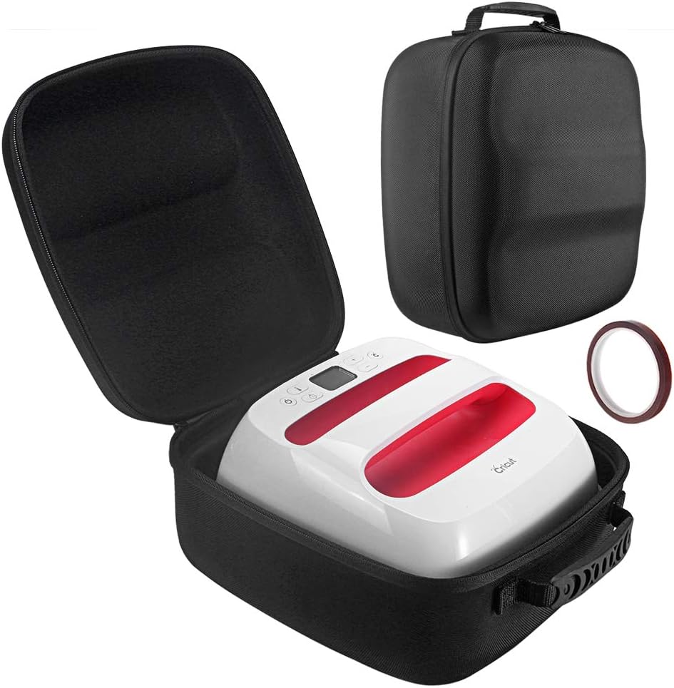 Hijiao Hard Protective Carrying Case For Cricut Easy Press Mini Heat Press Machine And Accessories Additional Heat Resistant Tape For Fixing Black Arts Crafts Sewing Printmaking