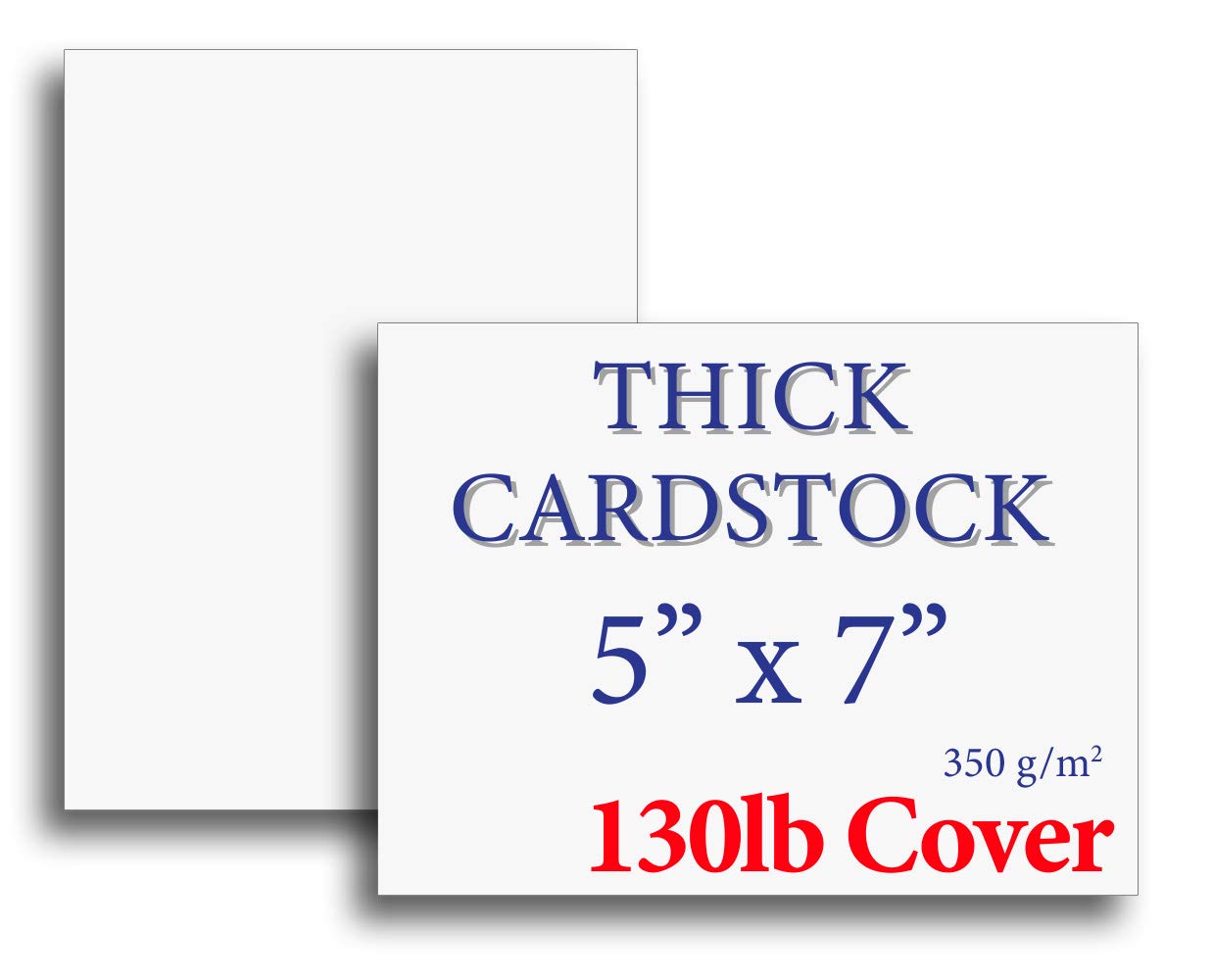 Photo 1 of Extra Heavy Duty 130lb Cover Cardstock - 5" x 7" Bright White - 350gsm 17pt Thick Paper - Index, Flash & Post Card Stock - 100 Pack