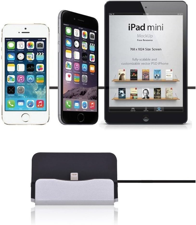 iPhone Charging Dock Station, Bebetter 8-pin Charging Dock Compatible with Apple iPhone 8, iPhone X, iPhone 7/7 Plus 6 6S Plus 5 5S Retail Packaging (Silver): Home Audio & Theater