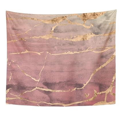 Amazon Com Emvency Tapestry Abstract Rose Gold Marble