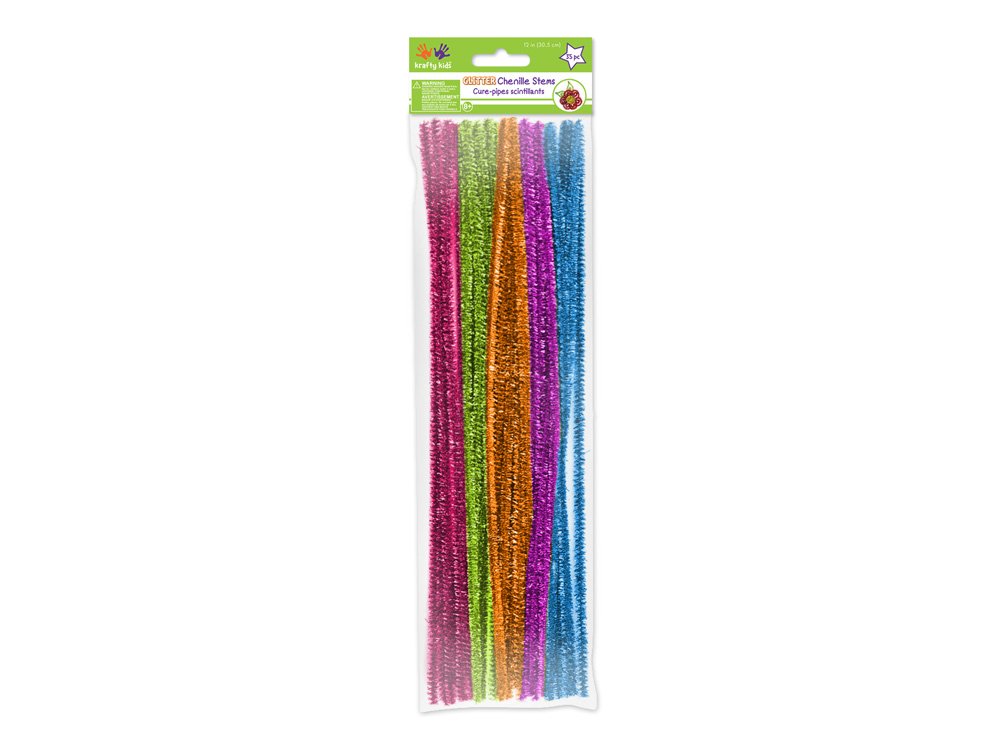 Krafty Kids GC025L Tinsel Chenille Stems, Glitter Pipe