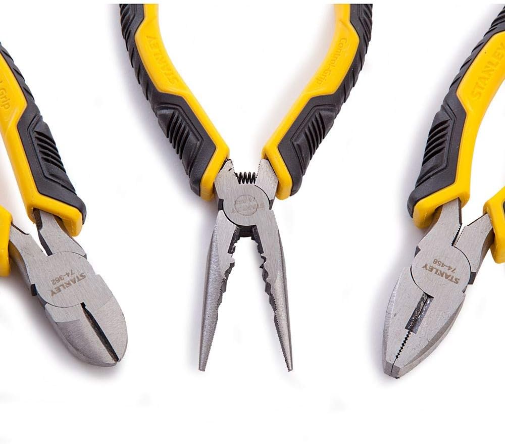 STANLEY 3 Piece Control Grip Plier Set, Nose