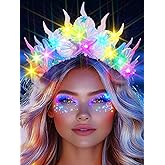 DRESBE Light Up Starfish Tiara and Crown LED Seashell Headband Beach Mermaid Hair Accessories for Women
