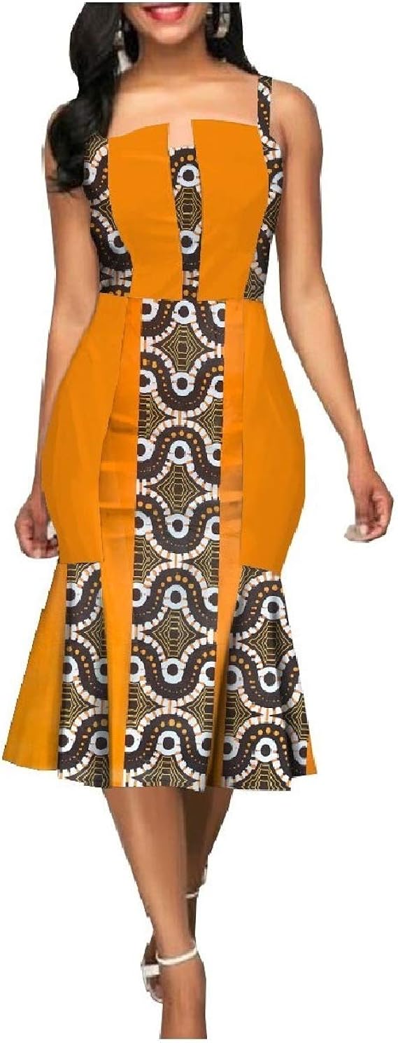 Amazon Nicellyer 女性スパゲッティストラップ特大のダシキアフリカプリントドレス ワンピース チュニック 通販