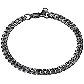 PROSTEEL Stainless Steel Bracelet for Men Women, Stylish Cuban Link Bracelets, Black/18K Gold Plated, W:4.8mm/6mm/10mm/14mm, L:19cm/21cm, Come Box