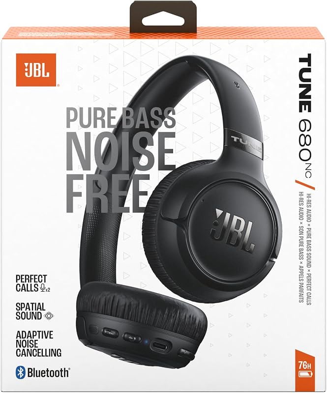 Tune 680NC, Kabelloser On-Ear-Kopfhörer mit Noise-Cancelling, Schwarz