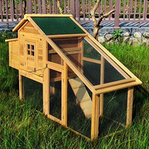 75" Wooden Chicken Coop Poultry Cage Backyard Hen House Rabbit Hutch w/Nest Box