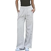 MEME XTRA Women's Wide Leg Cotton Sweatpants - High Waist Joggers with Loose Straight Leg, Casual Lounge Pants with Pockets