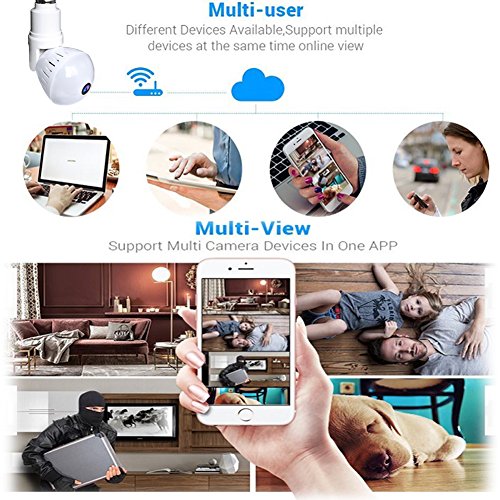 2019 Bulb WiFi IP Camera Wireless Fisheye Spy Hidden Cameras 360° Panoramic for Home Security System Baby Nanny Pet Indoor Night Vision Motion Detection Alarm Smart Home Gifts [Free 16GB SD Card ] - Thumbnail 6