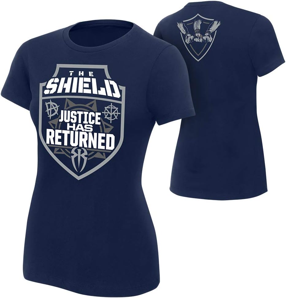 WWE Authentic Wear The Shield Justice Has Returned Women's T-Shirt Navy Blue Large