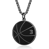 Susook Basketball Number Necklace for Men Black Stainless Steel Basketball Charm Pendant Personalized PH4:13 Bible Verse I Can Do All Things Sport Jewelry Gifts for Men