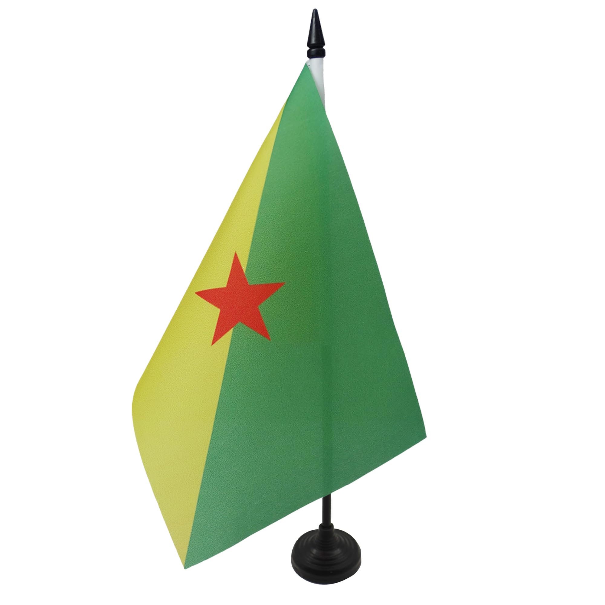 AZ FLAG French Guiana Table Flag 5'' x 8'' - French region of Guyane française Office Decoration 100% Polyester 21 x 14 cm - Mini Desk Flag with Pole and Black Plastic Base