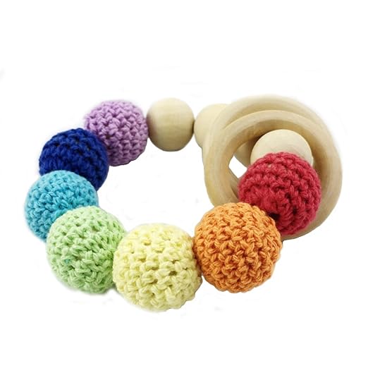 baby tete Bunte Crochet Perlen Baby Holz Ring Kinderkrankheiten Perlen Baby Safe Und Natur Pflege Armband Montessori Spielzeu