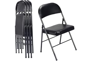 Imseigo 4 Pack Black Folding Chairs with Padded Seats, Portable Stackable Foldable Chairs for Indoor and Outdoor, Commercial Seat with Metal Frame for Events Office Wedding Party, 330lbs Capacity