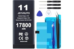 JSYVKUTO 17800mAh Battery for iPhone 11, New 0 Cycle Upgraded Higher Capacity Replacement Battery for iPhone 11 with Full Set Repair Tool Kit, Model A2111 A2221 A2223
