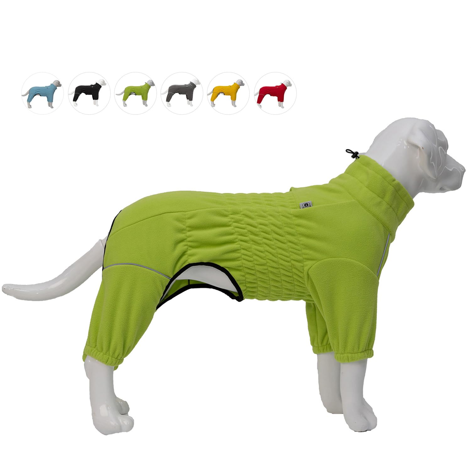 Warm Weatherproof Dog Coat for Small, Medium, Large Dogs - 4-Legged Fleece Winter Jacket with Zippered Closure - Green, XXXL