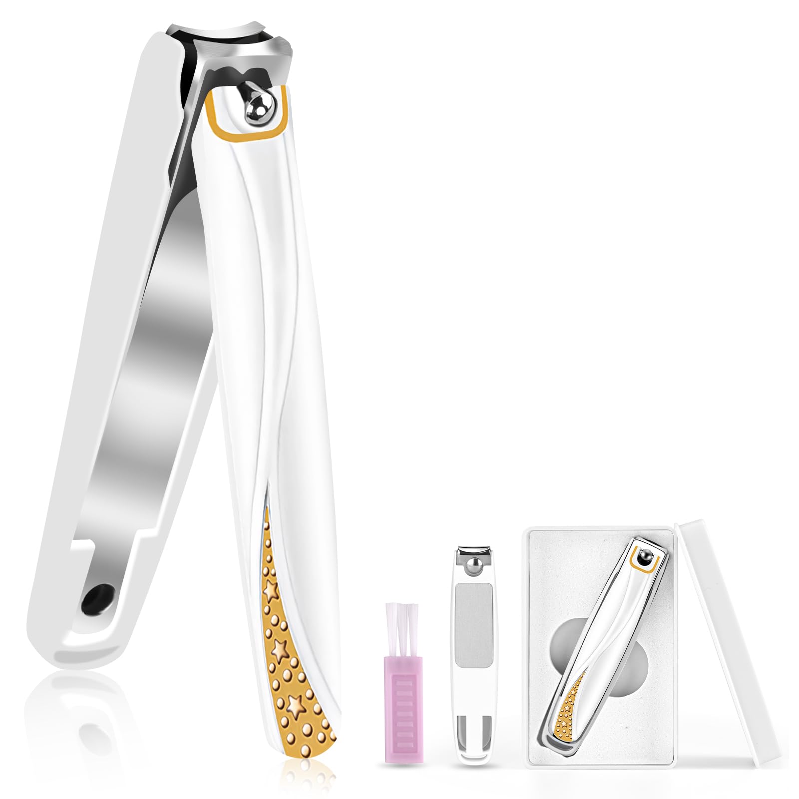 DUAIU Nail Clippers Luxury Zinc Alloy Fingernail and Toenail Clippers Cutters, Nail Clippers for Thick Nails Effortless Nail Cutter for Men & Women with Cleaning Brush