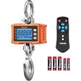 VEVOR Digital Crane Scale, 4400 lbs/2000 kg Max Capacity, Heavy Duty Industrial Hanging Scale with Cast Aluminum Case &amp; LCD Display, 1 lbs Division &amp; 3 Unit Switch, Remote Control for Garage Factory