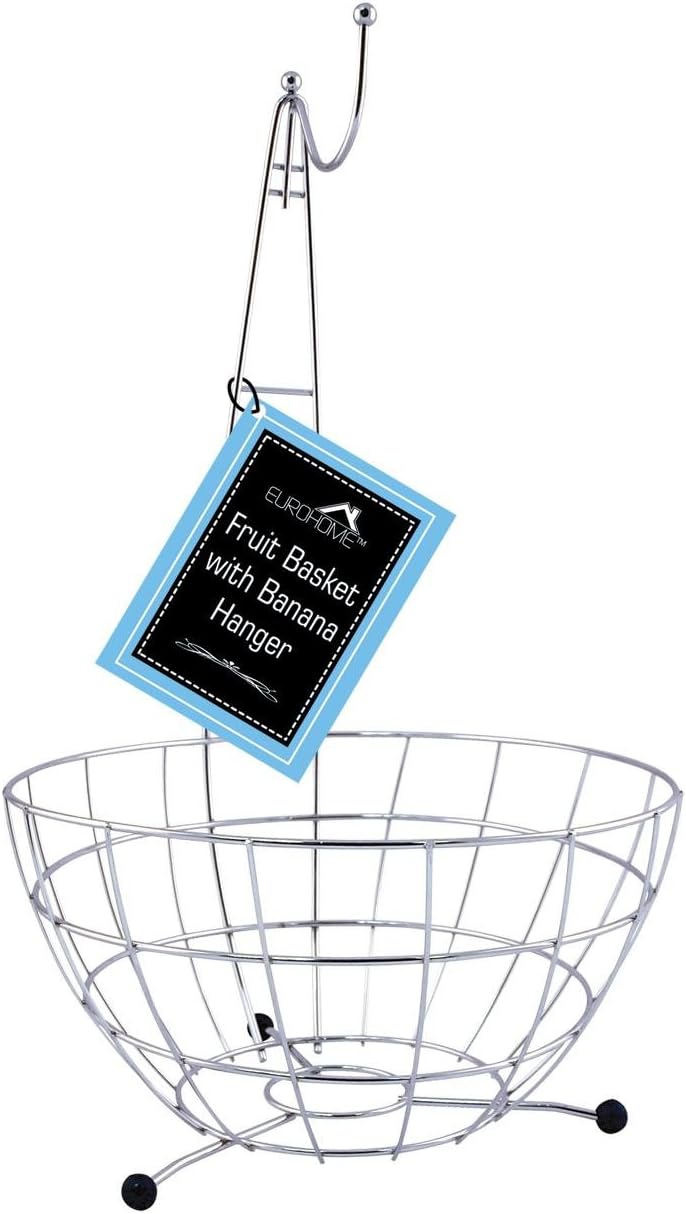 18" CHROME STEEL FRUIT BASKET WITH BANANA HANGER