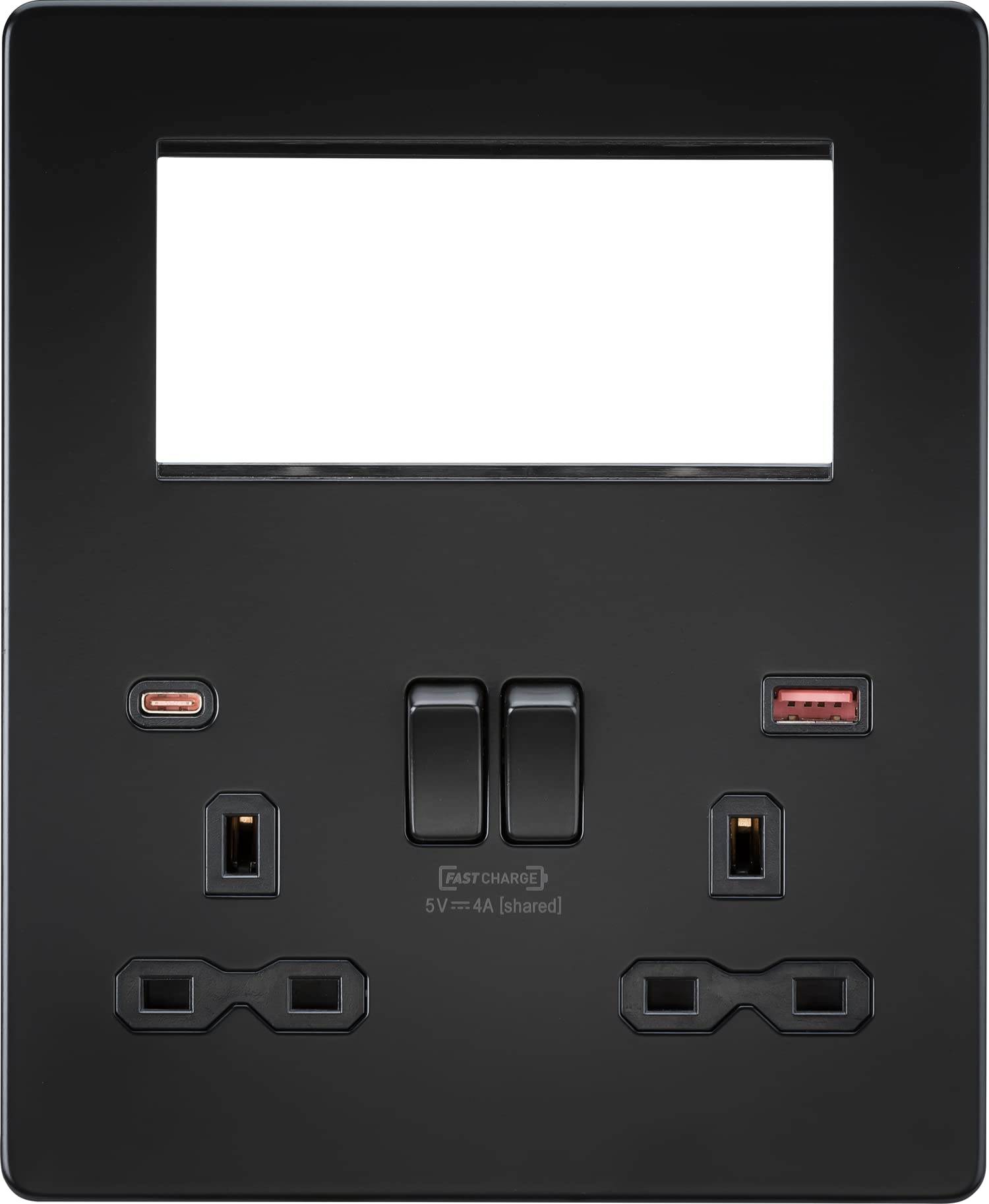 Screwless Small Multimedia Combination Plate with FASTCHARGE - Matt Black