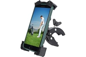 ACCTOLF Golf Cart Phone Holder, Adjustable Cell Phone Holder Mount for Golf Cart/Push Cart/Golf Club/Flag Pole, No Shaking Cell Phone Clamp for iPhone 13/12/ 11 Pro Max, Galaxy S10/ S9