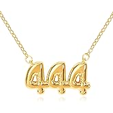 NEKOL Bubble Angle Number Necklace 444 for Women, 18K Gold Plated Lucky Number Pendant Numerology Jewelry Friendship Birthday Gift Valentine's Day