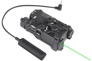 NECARL Tactical Airsoft Aiming Laser Sight, 4 Modes with Red/Green Laser, Red/Green Laser+White Light, Constant/Strobe White Light, Fit for 20mm Picatinny Rail AEG GBB CQB