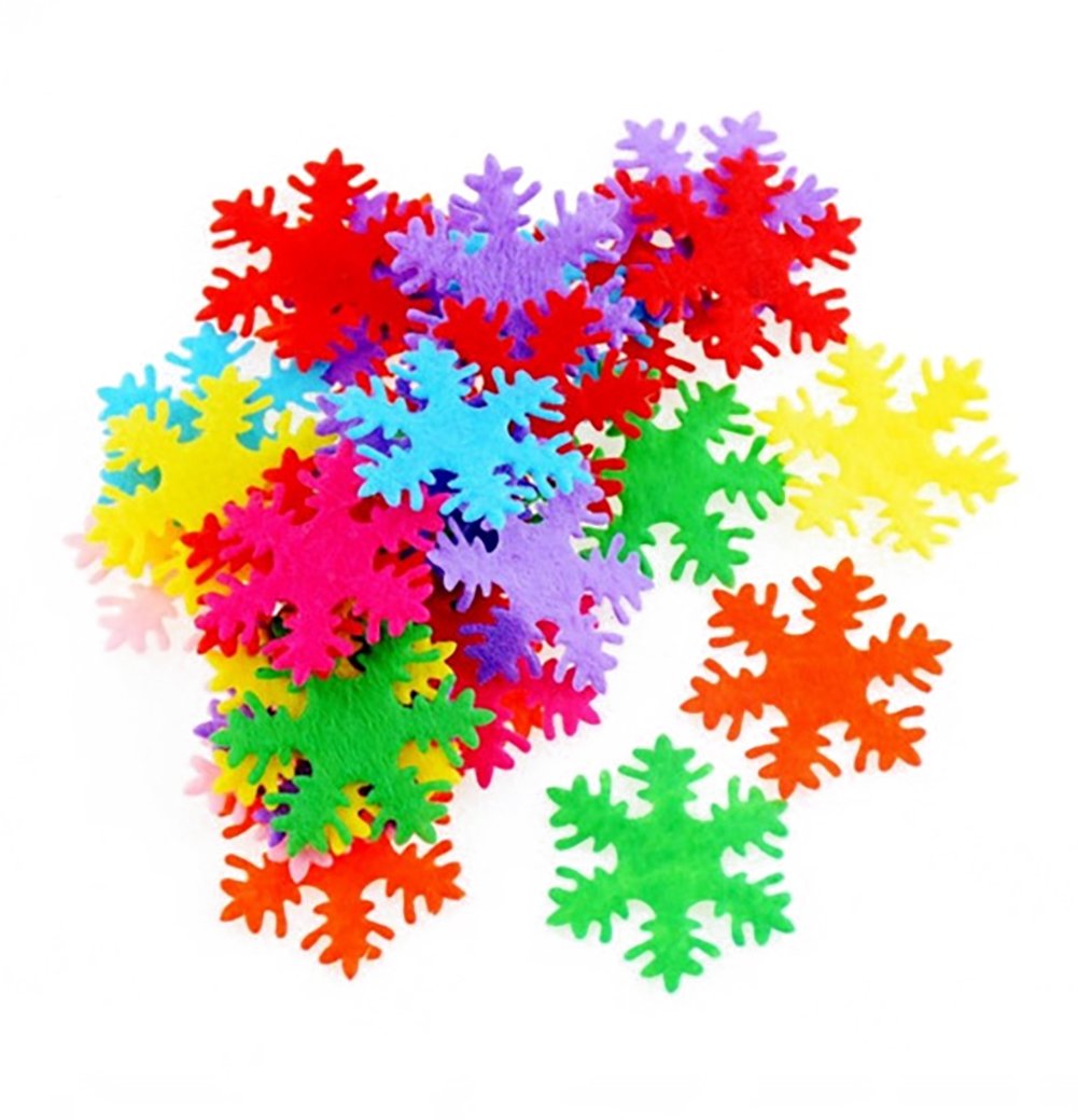 200PCS Assorted Shape Multicolor Fabric Embellishments Felt Pads Appliques for DIY Craft Decoration and Sewing Handcraft (Snowflake Shape)