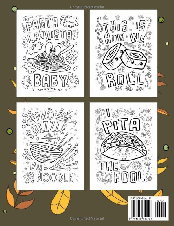 Mua Food Puns Coloring Book: Food Designs with Funny Food Pun Quotes ...