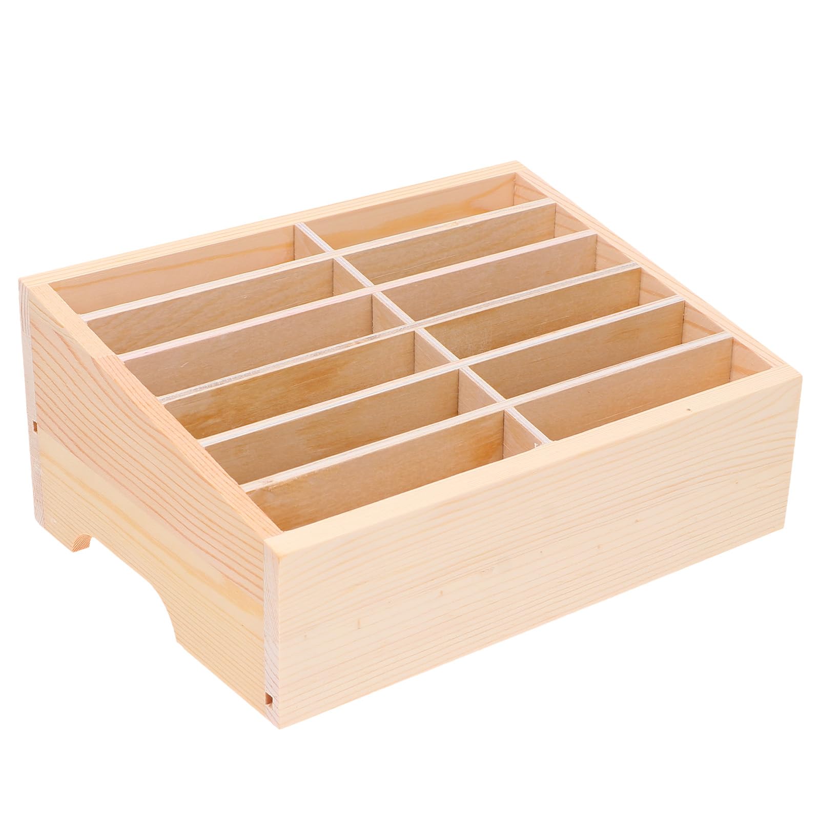 Veemoon 12-Grid Wooden Cell Phone Storage Box, Cell Phone Storage Desktop Organizer Mobile Phone Storage Box for Home Classroom Office Mobile Phone Organizer Box