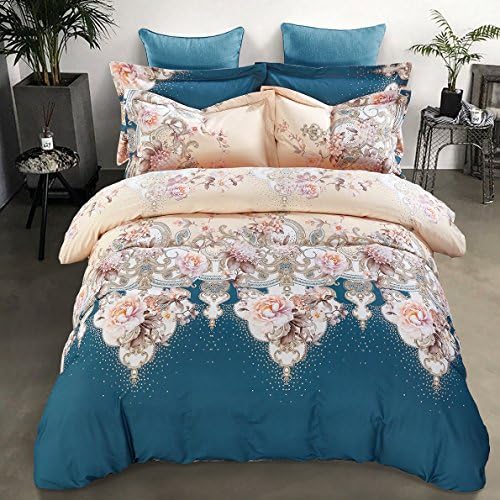4-Piece Lightweight Duvet Cover Set, Floral Patterns Design Bedding Sets (King, Style 1)