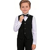 Addneo Boys Suit Set Formal Dress Shirt with Bowtie Vest Pants Toddler Boy Tuxedo Suits