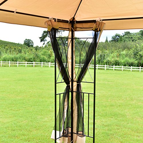 oldzon 10’x10’ Gazebo Canopy Shelter Patio Wedding Party Tent Outdoor Awning W/Netting with Ebook