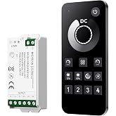 Aclorol LED Strip Controller with Remote, Dimming, 4 Zones Group Control | 2.4GHz RF Wireless Remote, PWM Controller, Compatible for Single Color SMD COB LED Light Strip Neon Rope Light 5V-24V 15A Max