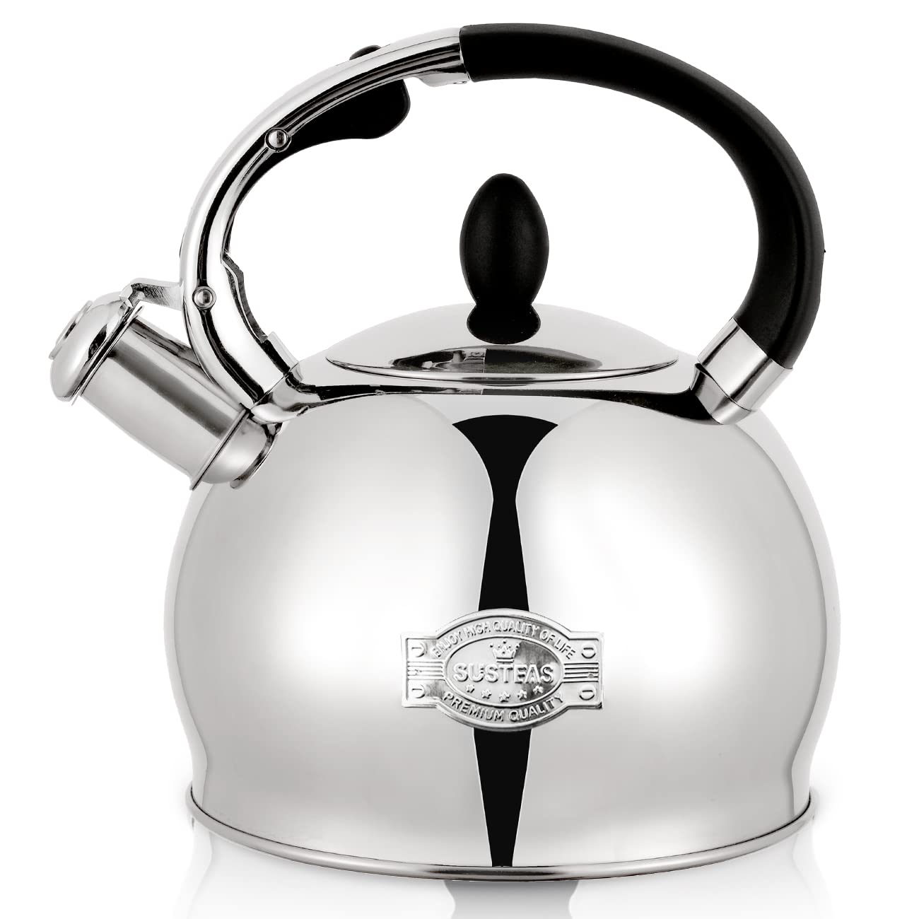 Photo 1 of SUSTEAS Stove Top Whistling Tea Kettle - Food Grade Stainless Steel Teakettle Teapot with Cool Touch Ergonomic Handle, With 1 Silicone Pinch Mitt Included,2.64 Quart(SILVER)