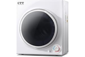 CTT 3.5 Cu. Ft. Clothes Dryer, 1500W Electric Dryers for Clothes, 110V Electric Clothes Dryer with Stainless Steel Drumble for 13.2 lbs. with 4 Automatic Drying Modes (White)