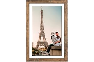 Capcillin 11x17 Picture Frame Wood Pattern Rustic Brown Poster Frame Set of 1, Wall Mounting, Plexiglass, Great for Prints, M