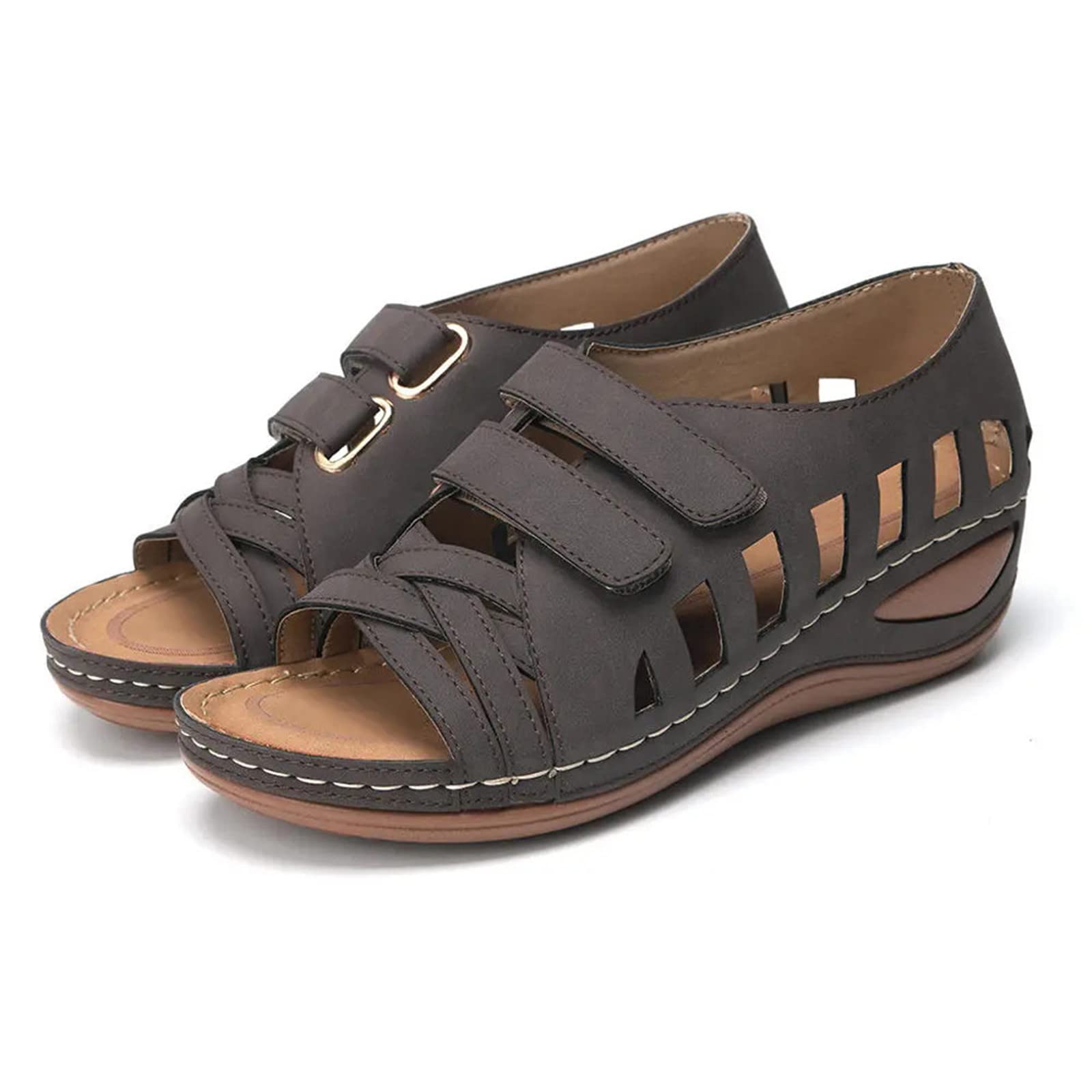SBGMoSJ Orthopedic Wedges Shoes for Women Brown