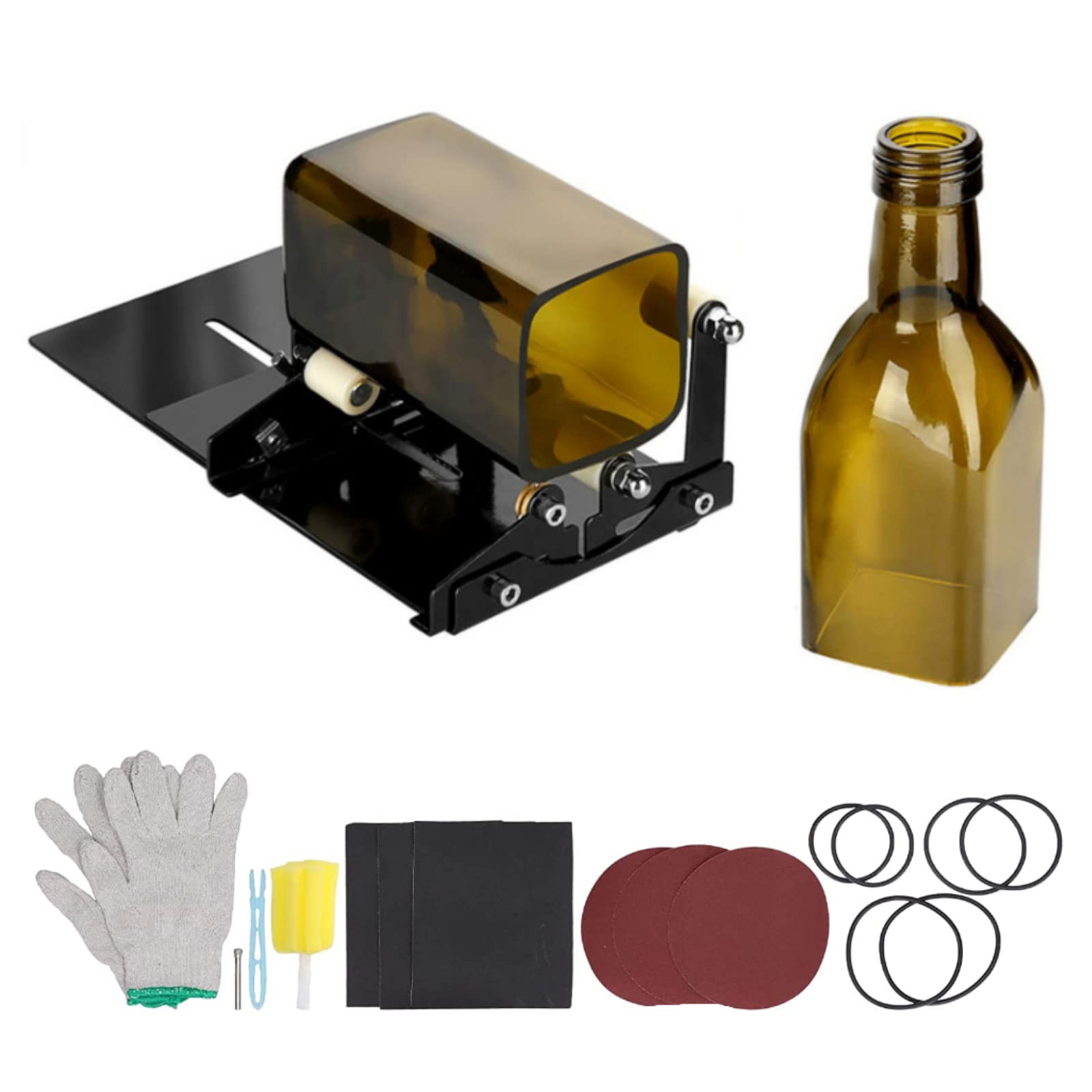 Upgraded Glass Bottle Cutter Bottle Cutting Machine for Bottles of Wine Beer Whisky Champagne Water Soda Black(19PC)
