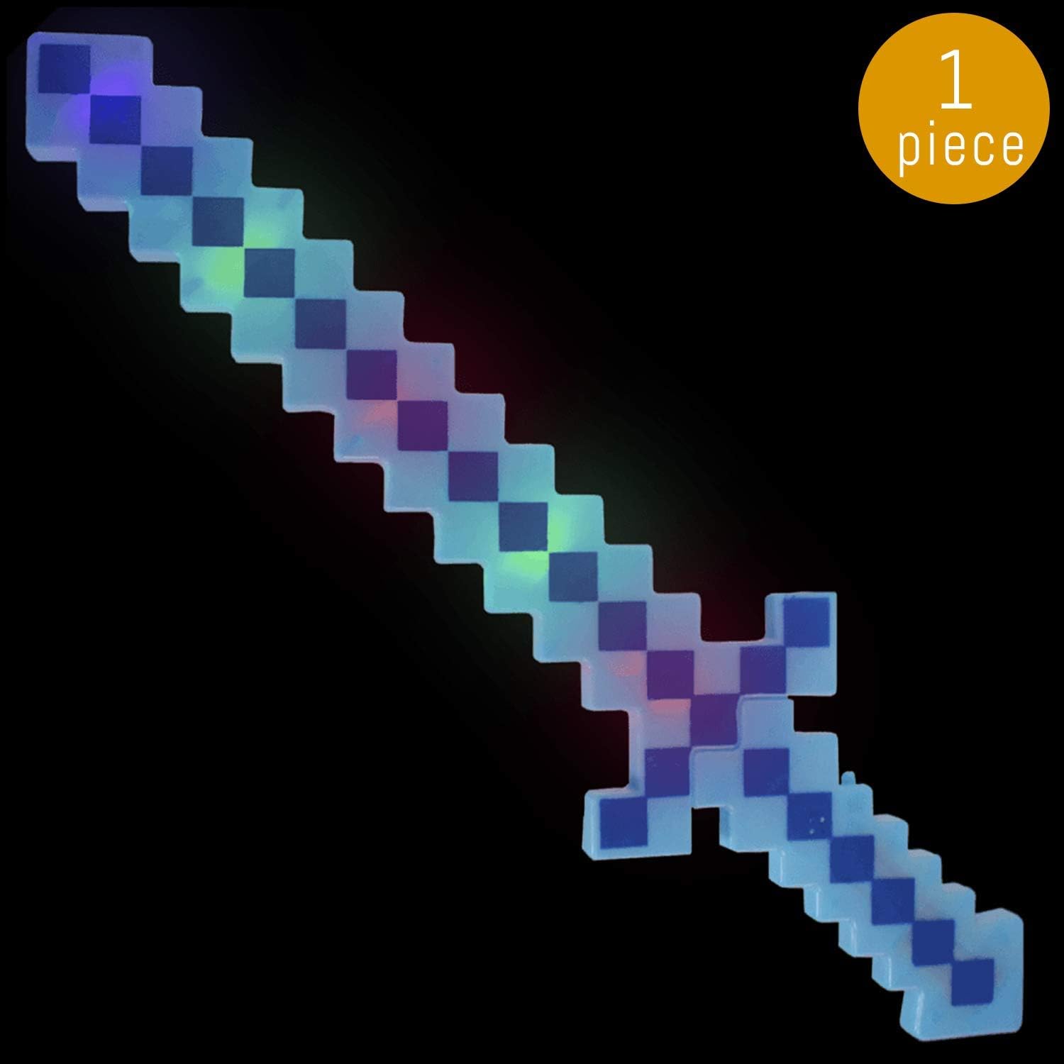 Lumistick LED Light Up Diamond Pixel Sword 24 Inch | Multicolor Ultra Bright Flashing Light Motion Activated Dagger Blade Glowing Illuminates Sword
