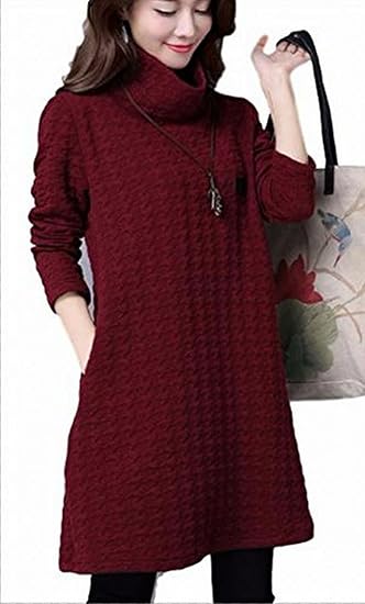 Amazon レディース シープ Ladies And Sheep チュニック ワンピース レディース 秋 冬 長袖 大きいサイズ Xl 赤色 ワンピース チュニック 通販