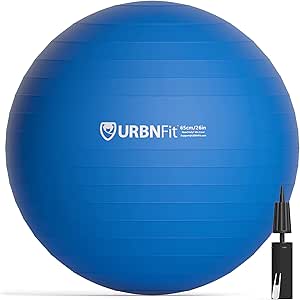URBNFit Exercise Ball (Multiple Sizes) for Fitness, Stability, Balance and Yoga Ball. Workout Guide and Quick Pump Included. Anti Burst Design