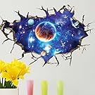3D Outer Space Galaxy Planet Stars Starry Sky Removable Wall Stickers for Kids Children Bedrooms Decals Home Decor (H01)