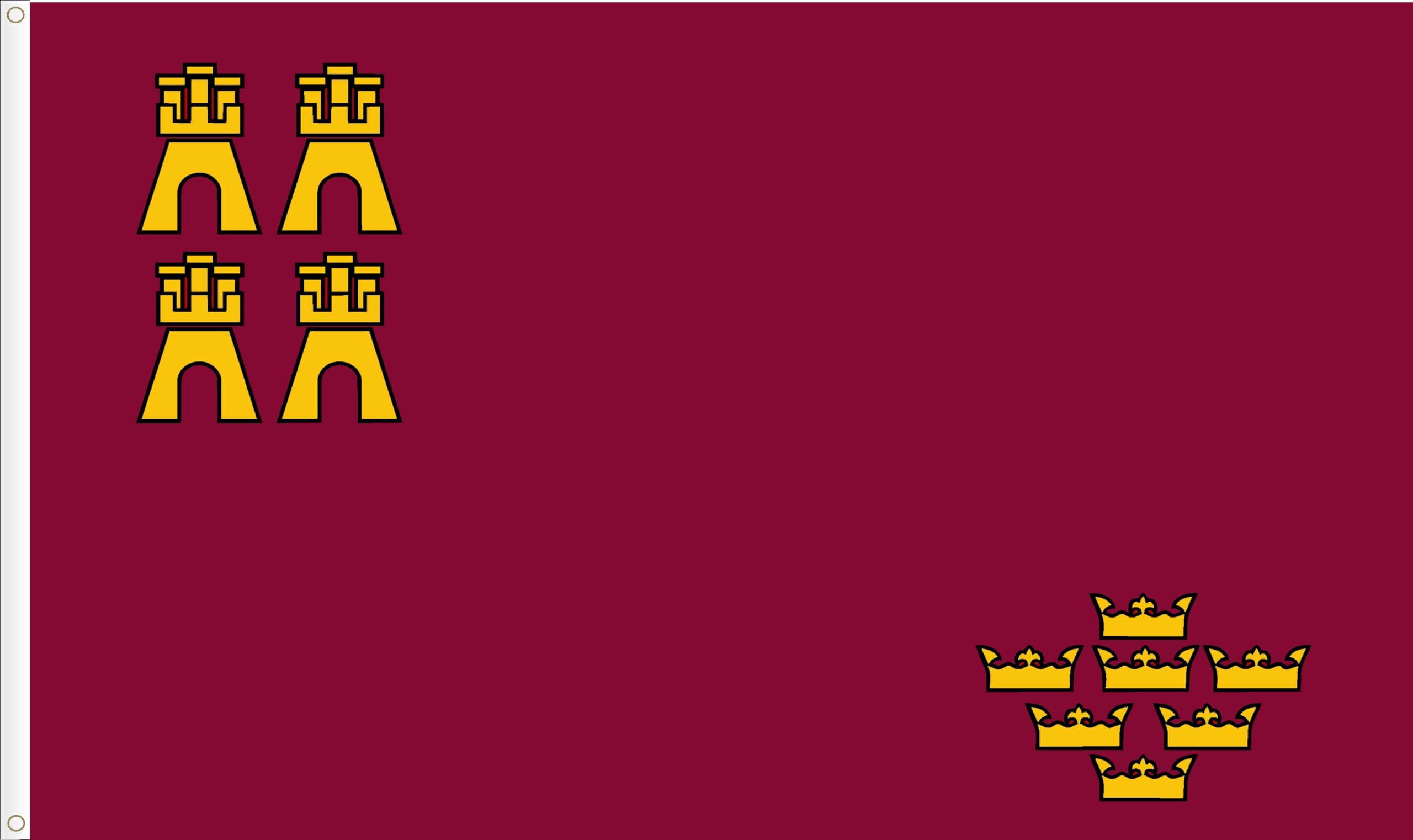 FLAG OF MURCIA REGION (SPAIN). SATIN PREMIUM QUALITY 120D. LARGE SIZE 150X90 CM