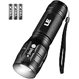LE CREE LED Flashlight, Small and Super Bright LED Tactical Torch, Handheld Flash Light, Zoomable, Water Resistant, Adjustable Brightness for Camping, Running, AAA Batteries Included