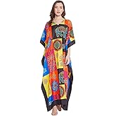 Oussum Women Polyester Casual Kaftan Long Plus Size Summer Beach Caftan Cover Ups Maxi Dresse for Ladies Boho Lounge Outfit