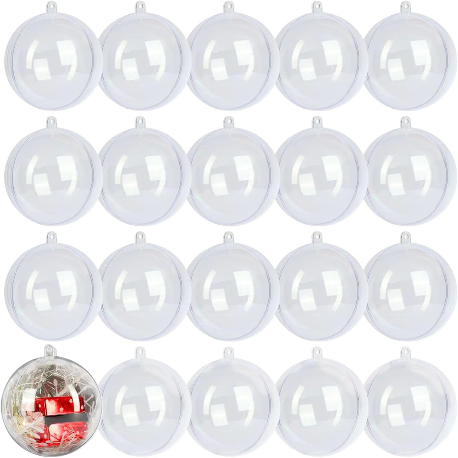 Ornaments - 20 Pack Clear Plastic Fillable Ornament Ball 3.15''/80mm for Christmas,Holiday, Wedding,Party,Home Decor