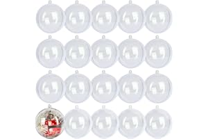 LYLYFAN 20 Pack Clear Plastic Fillable Ornament Ball 3.15''/80mm for Christmas,Holiday, Wedding,Party,Home Decor